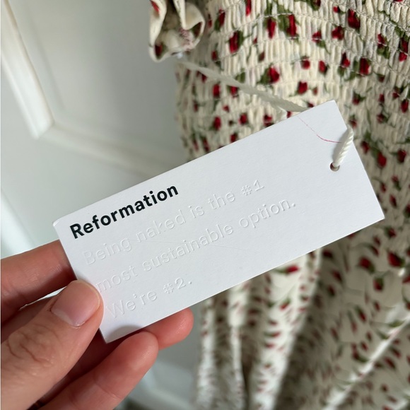 Reformation Seabreeze Marion Mini Dress - Cream and Red Mini Dress - Picture 5 of 7